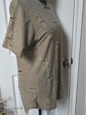 Rustic Dime Brand medium beige soft tshirt with distressed design